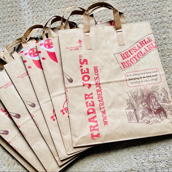 TRADER JOE’S • Set of 7+ Paper Reusable Bags - Picture 1 of 4